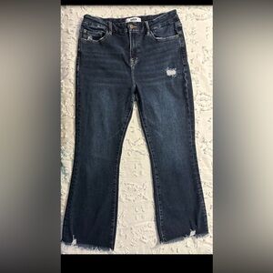 Mica Los Angeles Classic High Rise Distressed Blue Flare Jeans